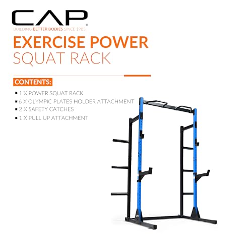 Cap Barbell Power Rack with Pull Up Bar & Attachments - Multiple Colors - color: BLUE