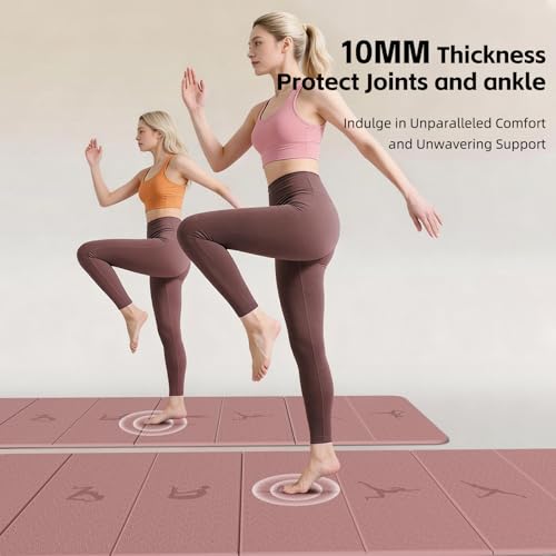 Extra Thick 10mm Foldable Yoga Mat, SGS Certified POE Non-Slip Mat, Multi-Purpose Exercise & Fitness Mats for Studio or Home - color: Deep Pink-74"L x 26"W x 0.4"Th