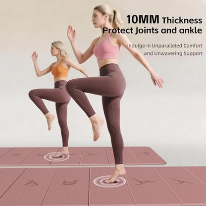 Extra Thick 10mm Foldable Yoga Mat, SGS Certified POE Non-Slip Mat, Multi-Purpose Exercise & Fitness Mats for Studio or Home - color: Deep Pink-74"L x 26"W x 0.4"Th