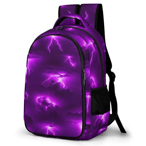 Laptop Backpack Purple Lightning, Work Backpack with Breathable Shoulder Straps for Office Commute - color: Pattern (264)