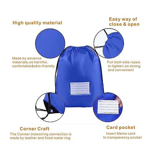 Drawstring Backpack Bulk 30 Packs Draw String Bags for Gym Sports Trip Pedestrianism Cinch Sack DIY for Women Men with Memo Card (royal blue) - color: Royal Blue