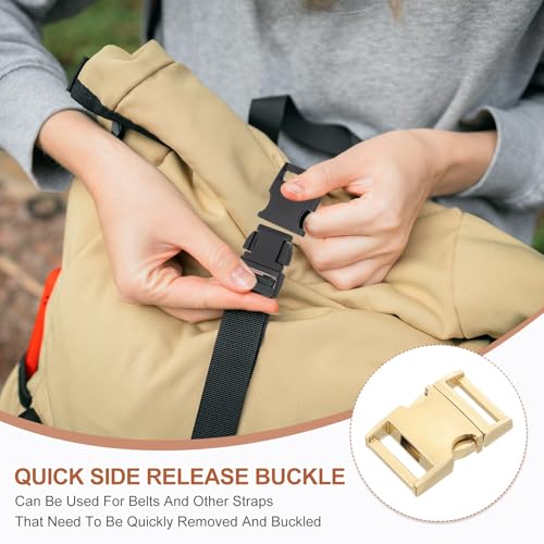 PATIKIL Quick Side Release Buckle, Metal Buckles Replacement No Sewing Snaps Clips Clasps - color: Golden, size: 9/16 Inch