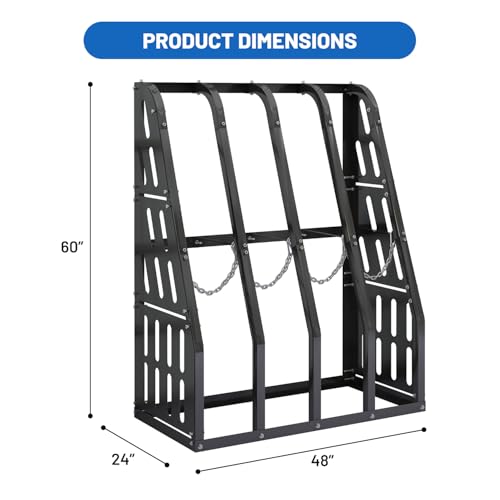 1500 LBS Vertical Bar Storage Rack Standing Steel Metal Long Parts Industrialized 4 Bays Racks Rugged and Durable for Factories, Warehouses, Garages, Black
