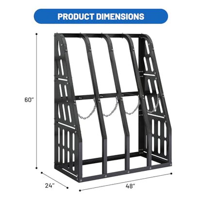 1500 LBS Vertical Bar Storage Rack Standing Steel Metal Long Parts Industrialized 4 Bays Racks Rugged and Durable for Factories, Warehouses, Garages, Black