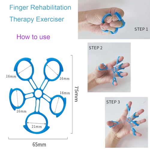 Hand Exerciser Ball and Finger Stretcher, Hand Grip Strengthener Trainer, Squeeze Balls, Wrist Pain Relief (Blue) - color: Blue