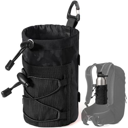 Water Bottle Holder for Backpack, Molle Water Bottle Holder Pouch Bag for Backpack Strap with Hook Buckle Fits for 8-24oz, Bottles Carrier Attachments for Hiking, Sports, Travel, Outdoor - color: Black Camo