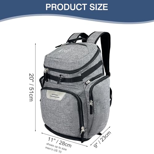 WOLT Basketball Bag Backpack with Separate Ball Compartment and Shoes Pocket, Gym Bags for Men, Large Sports Bag for Basketball, Soccer, Volleyball, Baseball - color: Grey