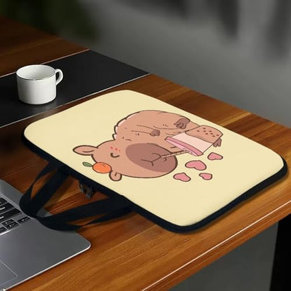 10 Inch Capybara Bubble Tea Laptop Sleeve, Protective Tablet Case with Handle, Water Resistant Zipper Computer Bag Carrying Case Notebook Cover Messenger Briefcase for Women - color: Capybara Bubble Tea, size: 10 Inch