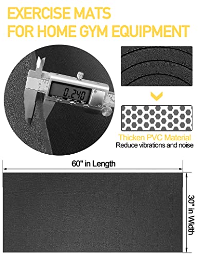 Treadmill Mat,60" x 30",6mm Thickness Exercise Equipment Mat for Carpet Hardwood Floors, Compatible with Walking Pad,Spin Bike,Elliptical Trainer,Rowing Machine - size: 60"L x 30"W x 0.24"Th