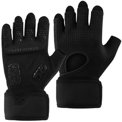 COFIT Weight Lifting Gloves for Men Women, Workout Gloves with Wrist Wrap Support, 5MM SBR Palm Padding, Half Finger Breathable Gym Gloves with Non-Slip Grip for Weightlifting, Training, Pull Ups - size: Small