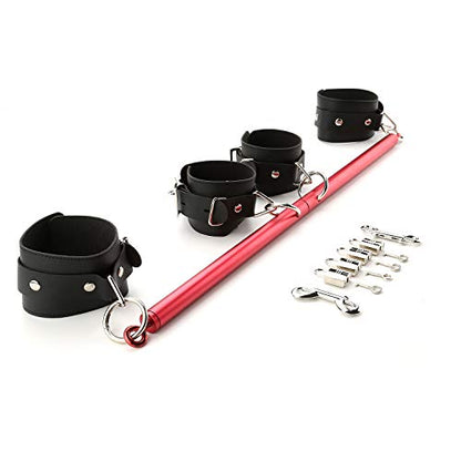2026 Upgraded Heavy Duty Expandable Spreader Bar – Adjustable PU Straps for Pilates, Yoga - style: Red+Black