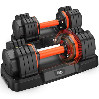 FLYBIRD Adjustable Dumbbell Set of 2, 110LB/50LB Weights Dumbbell Set for Home Gym Exercise & Fitness, Fast Change Weights with Anti-Slip Handle, Multiweight Options for Full Body Workout - color: 55LBS Pair(Total 110LBS)