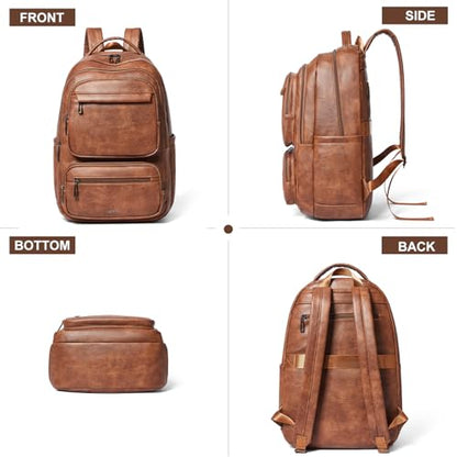 LATMAP Backpack For Women Men Vegan Leather Backpack Purse Shoulder Bookbag 16 15.6 15 Inch Laptop Bag Handbags For Travel Work College Large Brown - color: Brown