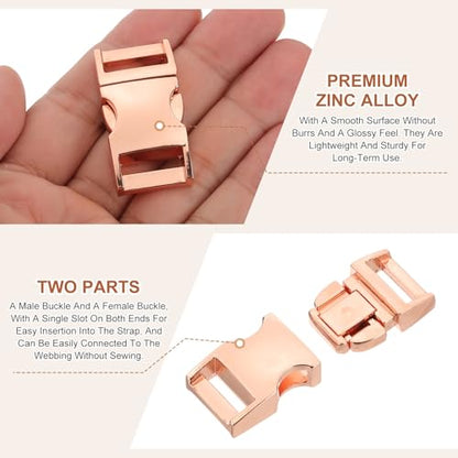 PATIKIL Quick Side Release Buckle, Metal Buckles Replacement No Sewing Snaps Clips Clasps - color: Rose Golden, size: 3/4 Inch