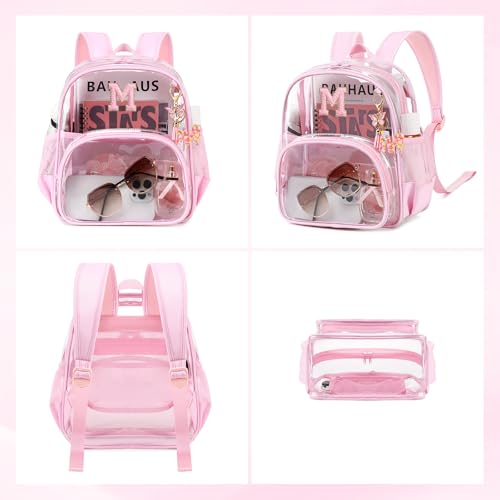 PIG PIG GIRL Clear Backpacks for Stadium Events Approved 12×6×12 Clear Bookbag for Women Mini Transparent Letter Back Pack, Pink, Letter-M - color: Pink, style: M