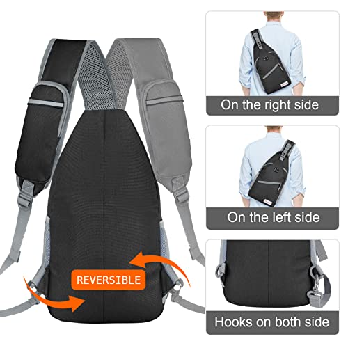 ZOMAKE Sling Bag,Small Crossbody Sling Backpack,Water Resistant Shoulder Daypack for Travel,Anti Thief Chest Bag for Hiking(Black(New)) - color: Black(new)