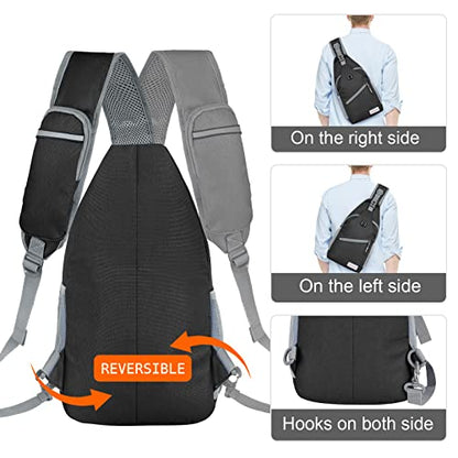 ZOMAKE Sling Bag,Small Crossbody Sling Backpack,Water Resistant Shoulder Daypack for Travel,Anti Thief Chest Bag for Hiking(Black(New)) - color: Black(new)