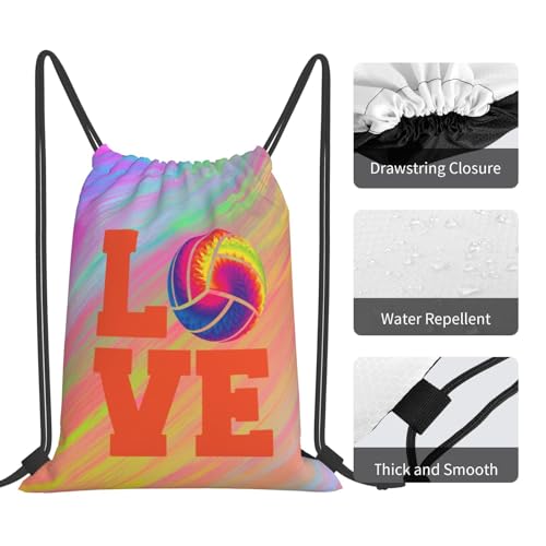Love Volleyball Unisex Drawstring Backpack Bag Sport Gym Travel Swim Sackpack - color: Love Volleyball3