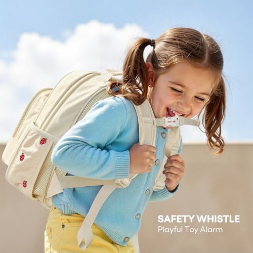 mibasies Toddler Backpacks for Girls 2-4: Quilted Backpack for Preschool Prek Daycare - Cute 12 Inches Bookbag for Little Kids Strawberry Beige - color: Strawberry Beige, style: Toddler-12"h(not Fit Folder)