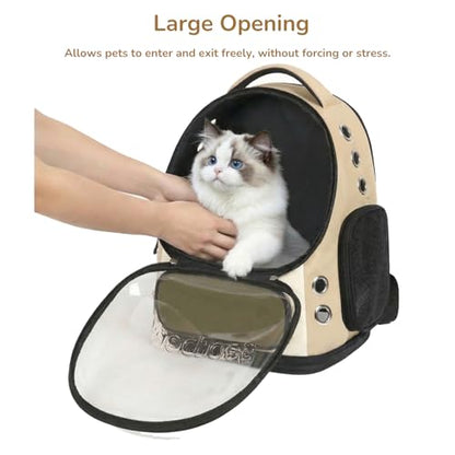 Cat Bubble Backpack Carrier, TSA Airline Approved Pet Travel Bag for Small Medium Dogs, Clear Hiking Camping Backpack for Cats, Kitten and Puppy up to 18 lbs, Khaki Bubble - color: Khaki Bubble
