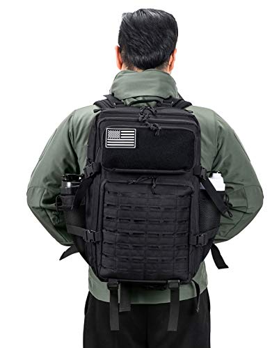 QT&QY 25L/45L Military Tactical Backpack For Men Molle Daypack 3 Day Bug Out Bag Hiking Rucksack With Bottle Holder - color: 45l 2.0 Black