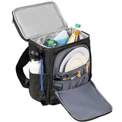 ZEEMO Backpack Cooler for Men, Insulated Leak Proof Lunch Bag, Large Capacity Lightweight Rucksack for Picnic, Beach, Backyard, Black