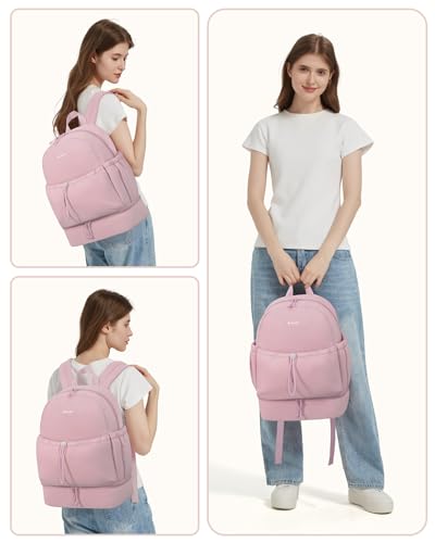 Ceneda Gym Backpack for Women, Cute Gym Bag with Shoe Compartment, Wet Pocket & Cup Holder, Puffer Dance Cheer Backpack - color: Pink, style: Taslon