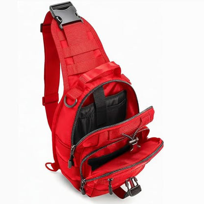 Viriber Tactical Backpack, Waterproof Military Cross-body Molle Sling Shoulder Backpack Chest Bag for Outdoor Every Day Carry Red - color: Red