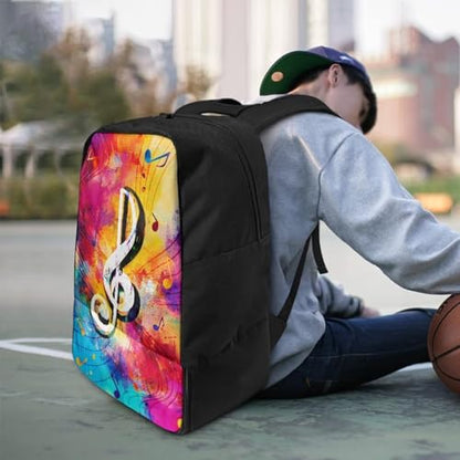 18.5in Basketball Backpack Basketball Bag with Shoe Compartment & Ball Holder, Waterproof Bag for Soccer Volleyball - color: Colorful Music Note Print