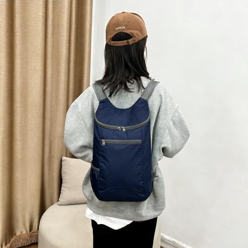 Portable Folding Backpack, Travel Hiking Backpack, Light and Compact, Waterproof and Durable, Super Large Capacity, Outdoor Camping, Travel Storage, Daily Use (Dark Blue)