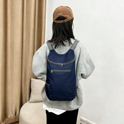 Portable Folding Backpack, Travel Hiking Backpack, Light and Compact, Waterproof and Durable, Super Large Capacity, Outdoor Camping, Travel Storage, Daily Use (Dark Blue)