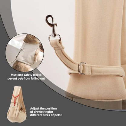 Dog Carrier Sling - Reversible Puppy Carrier Purse with Storage Pocket, Hand-Free Dog Sling Carrier for Carry Small Dogs and Cats, Travel Safety Harness, Dog and Cat Harness (Apricot) - color: Apricot