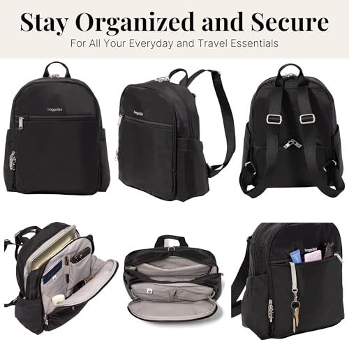 Securtex Anti-Theft Getaway Backpack - 9.4"x13"x5" Travel Safe Bag w/Locking Zippers, Slash-Resistant, RFID - color: Black