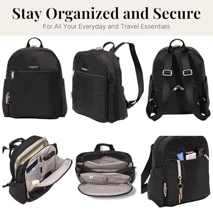 Securtex Anti-Theft Getaway Backpack - 9.4"x13"x5" Travel Safe Bag w/Locking Zippers, Slash-Resistant, RFID - color: Black