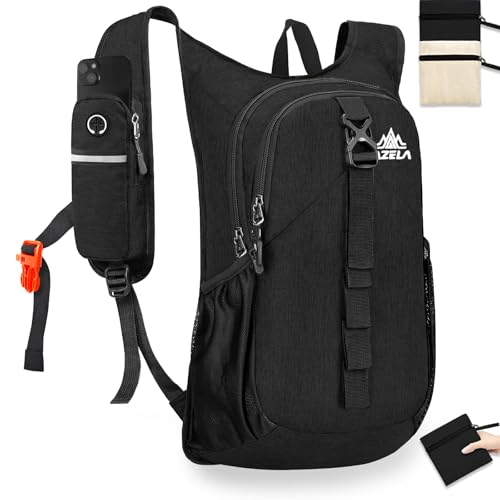 15L Small Hiking Backpack Foldable Ultralight Trekking Camping Outdoors Backpack for Women Men (black) - color: Black
