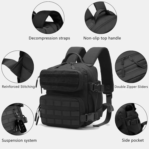9L Mini Backpack for Men and Women, Small Backpack for Gym Hiking Travel Sports Running (Black) - color: 9l-black