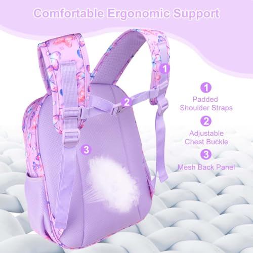 RHCPFOVR Kids Backpack for Girls - Girls Backpack 3-8 Ages Butterfly for Kids 15 Inch School Bookbag for Kindergarten Elementary School Bookbag for Girl 1st 2nd Grade - style: Butterflie