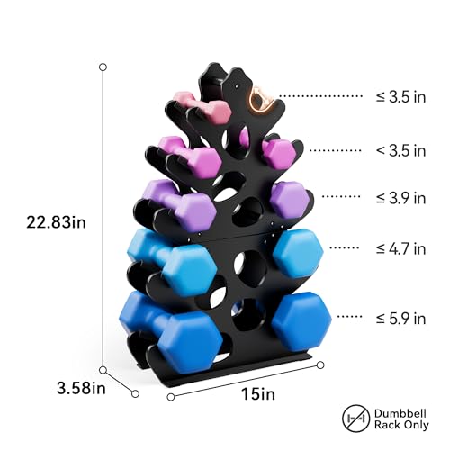 4 Tier Dumbbell Rack, Weight Rack For Home Gym, Dumbbell Stand for Free Weights - size: 5 tier (new model)