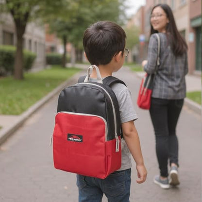 Trail maker 15 Inch Backpack for Kids, Preschool, Elementary & Middle School Students – Spacious Bookbag with Large Front Pocket, Adjustable Straps, Fits up to 13 Inch Laptop (Red) - color: Red