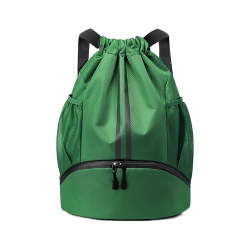JELUTAR Drawstring Backpack Gym Bag with Shoes Compartment for Soccer, Basketball, Swim, Water-Resistant String Backpack Beach Cinch for Women Men, Dark Green, Medium - color: Dark Green, size: Medium