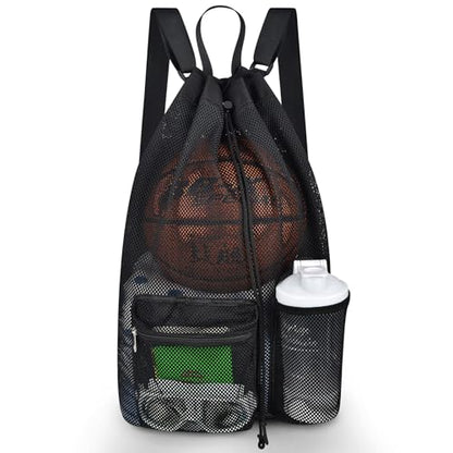 Mildbeer Large Drawstring Backpack for Men Women Athletic Gym Sports Workout Beach Swimming Commuting Travel - color: Black, style: L: 21"x12.5"x5.5"