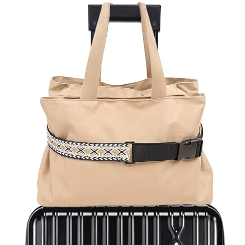 Adjustable Black Luggage Connector Straps for Suitcases | Handle Wrap | Secure Multiple Bags Hands-Free | Stylish Designs Fit Away/Travelpro Luggage | Business Trip & Travel - color: Luggage Strap-Black-03