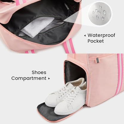 G4Free Pickleball Tote Bag for Women with Shoe Compartment, Fits 2 Paddles - color: Pink