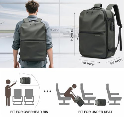BANGE Travel Backpack with Vacuum Pocket and TSA lock version can hold 15.6 inch Laptop suitable Overnight Flight Approved Anti-theft Bag - color: Green With Air Pump