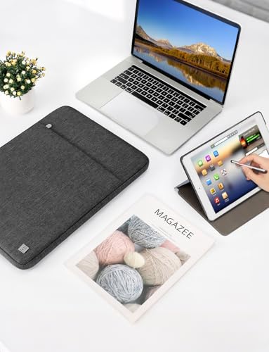 DOMISO Laptop Case Laptop Sleeve Cover Compatible with 15 inch MacBook Air M4/A3241 2025, M3/A3114,M2/A2941,15 inch MacBook Pro A1990 A1707,Compatible with Dell XPS 15 Plus with Pocket, Dark Grey - color: Dark Grey, size: 14 inch