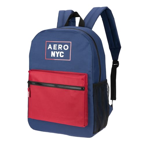 AEROPOSTALE Fieldtrip Unisex Backpack - AE Mens and Womens Bag for Everyday Use - Airforce Blue/Red - color: Navy Red