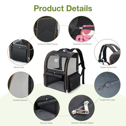 Large Cat Backpack Carrier Expandable Pet Carrier Backpack for Small Dogs Medium Cats Fit Up to 18 Lbs, Dog Backpack Carrier, Foldable Puppy Backpack Carrier for Travel,Black - color: Black