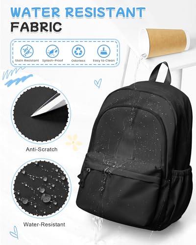 Black Backpack for School, High School Bookbag Back Pack for Teens Girls Boys, Lightweight College Backpack Bookbag for Women Men, Simple Casual Daypack Backpack Mochilas Escolares para Adolescentes - color: A0-black