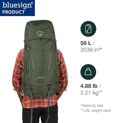 Osprey Kestrel 58L Men's Backpacking Backpack, Black, S/M