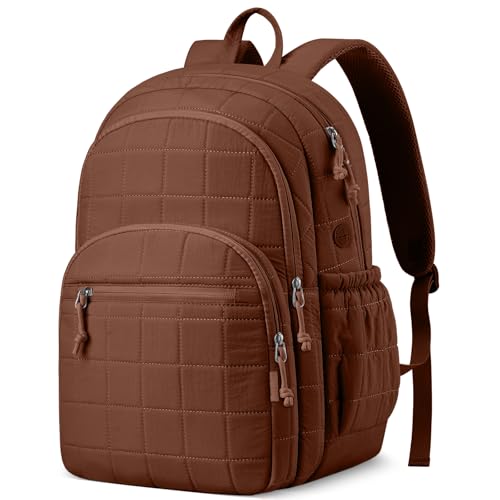kadilong College Laptop Backpack,Travel Backpack for Women,Quilted Bookbag for 15.6 Inch Laptop Casual Daypack,Chocolate - color: Chocolate, size: 15,6 inch